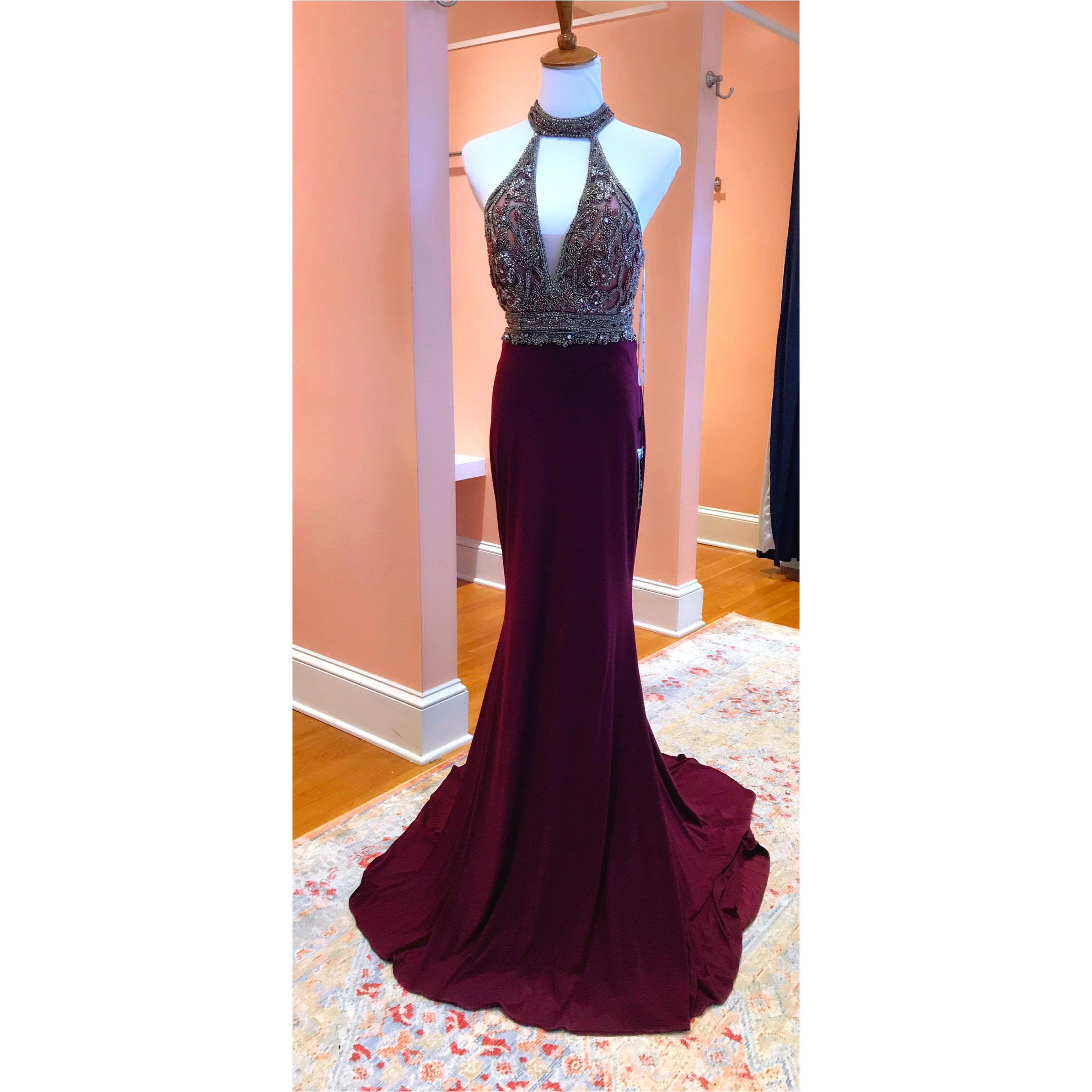 Faviana burgundy 2-piece dress, size 2, NEW WITH TAGS!