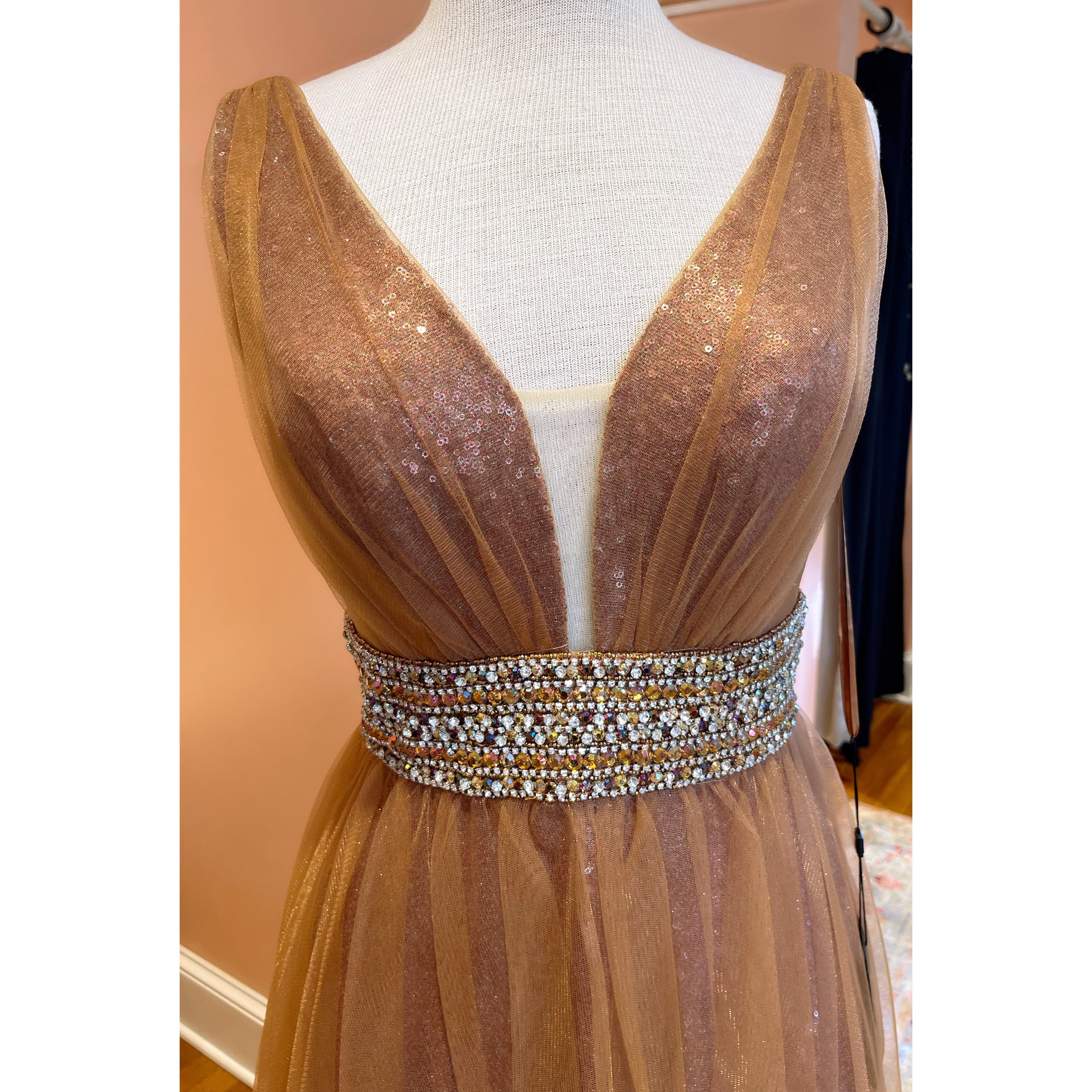 Lucci Lu bronze ballgown, sizes 4 & 6, NEW WITH TAGS!