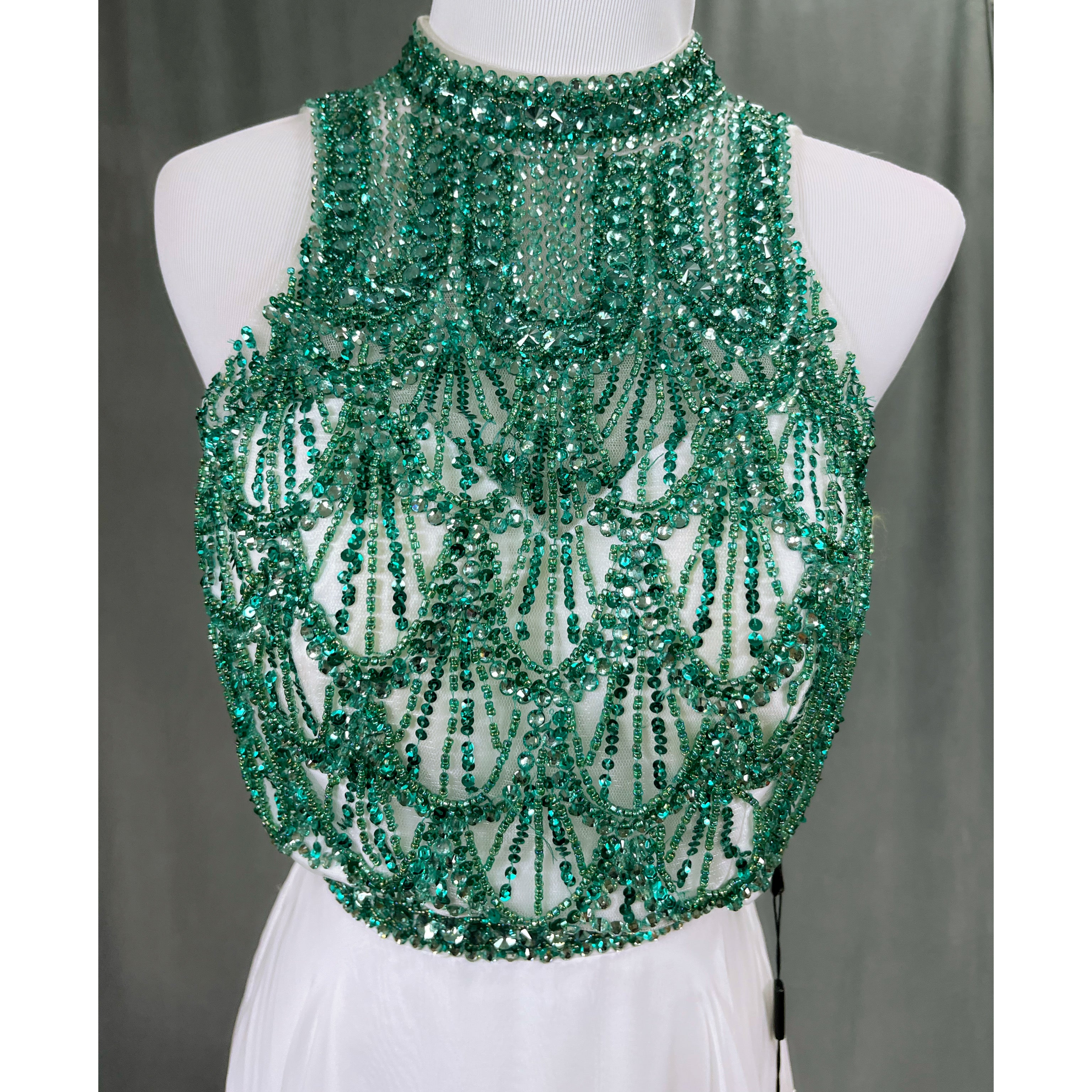 Milano white & emerald dress, size 0, NEW WITH TAGS!