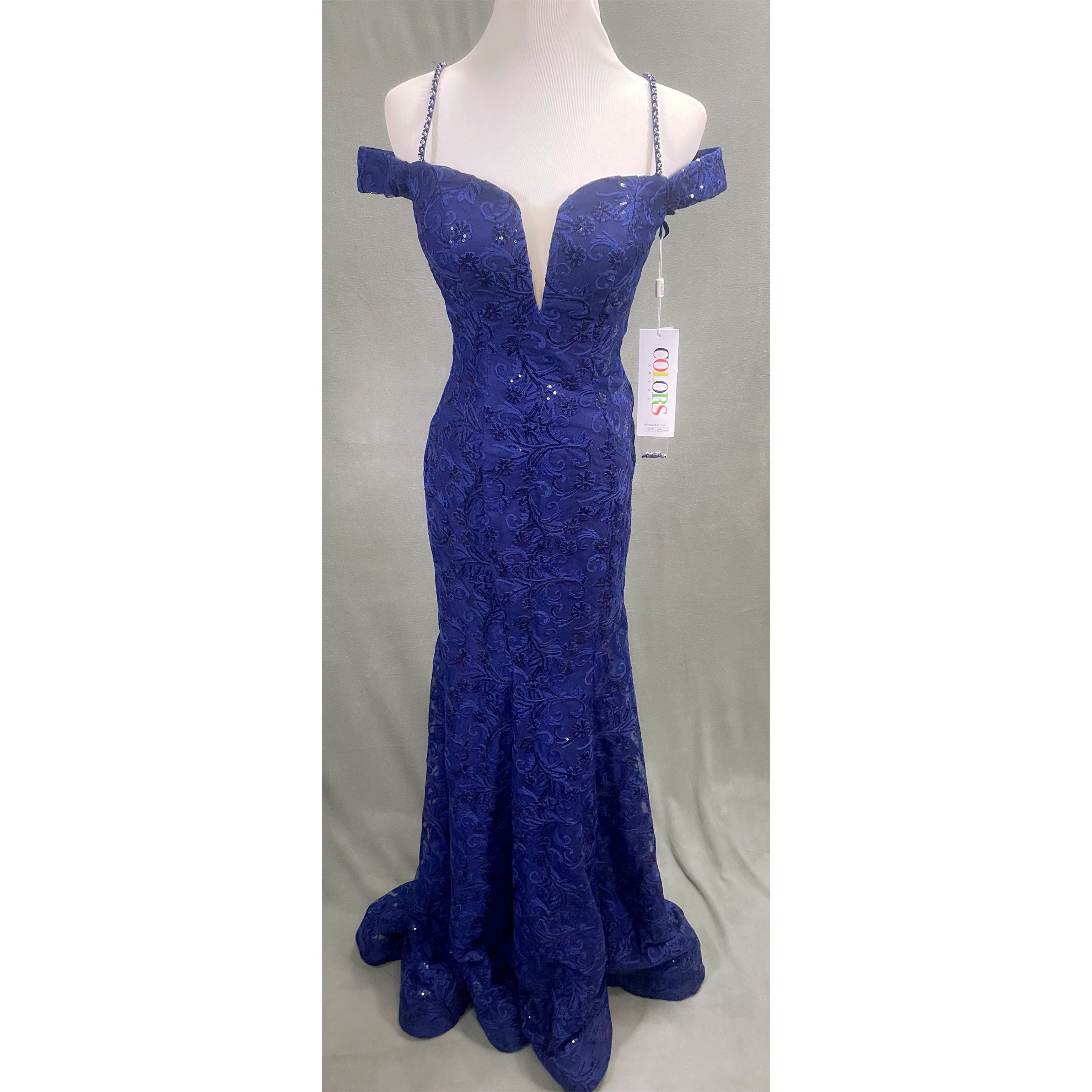 Colors cobalt beaded dress, size 2, NEW WITH TAGS!